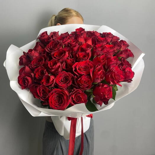 51 роза красная 50 см