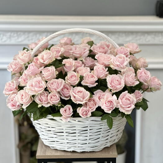 Корзина из 101 нежно-розовой розы 🌸 WOW подарок