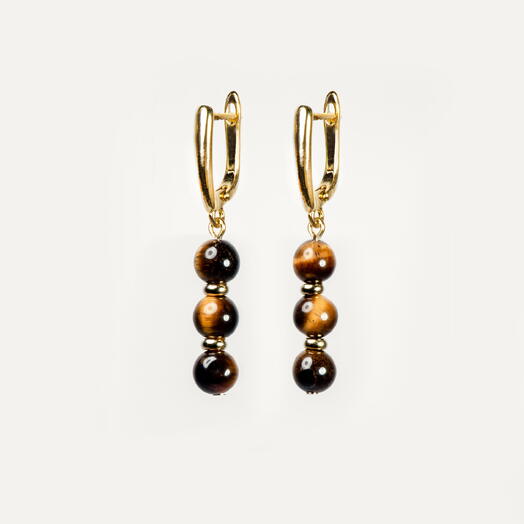 Серьги Самшит Тигровый глаз 14K (EAR1160)