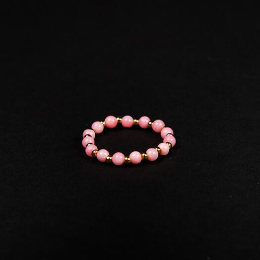 Кольцо Самшит Розовый коралл 14K р-р 16-17 (RIN1006)