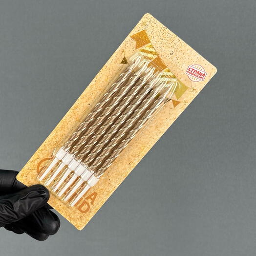 Свечи для торта Винтовые золотые 6шт