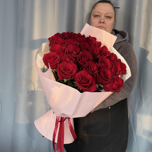 Букет 25 Бордовых роз
