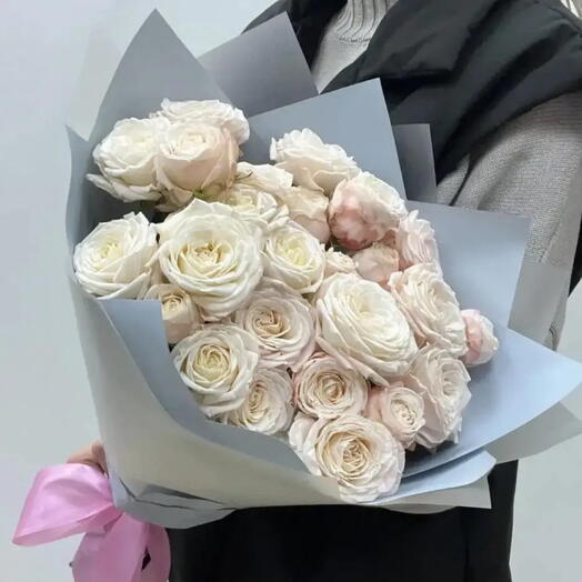 Монобукет пионовидных роз бежеввх 💖