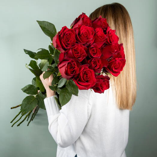 Букет из 15 премиальных роз Эксплорер 110 см ( под ленту)