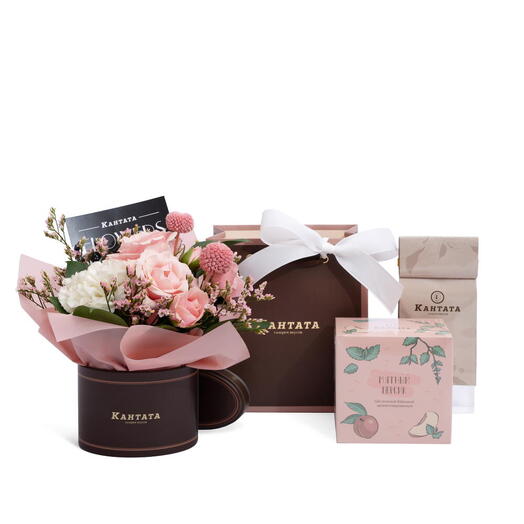 Подарочный набор чай, кофе и цветы «Вальс весны», Кантата