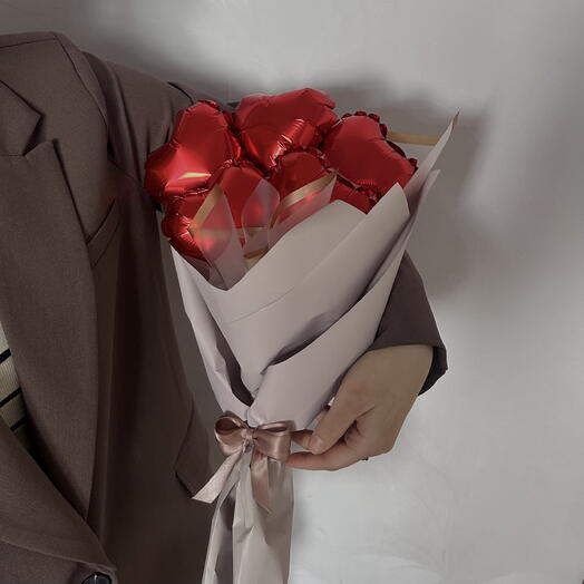 Букет из шаров сердец 🌸 фольгированный шар