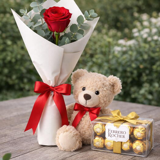 Red Rose, Teddy Bear   Ferrero Rocher