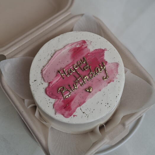 Бенто-торт "Happy birthday" с мазками, на день рождения, подруге, сестре, девушке