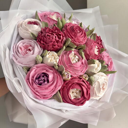 Невероятные зефирные цветы в букете | зефирные тюльпаны в подарок | съедобный букет