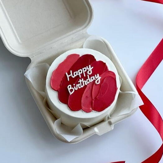 Бенто-торт «Happy birthday» с красными мазками