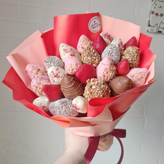 Ягодка 🍓 Букет с клубникой в шоколаде 🍫 Клубника в шоколаде Любимой девушке Дофаминовый букет