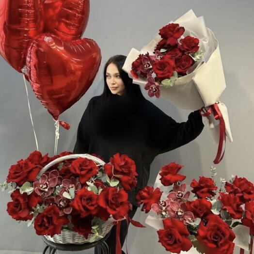 Эффект ВАУ.💗Цветочное комбо красных роз для любимой 💕