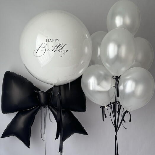 Набор шаров Happy birthday Бант черный