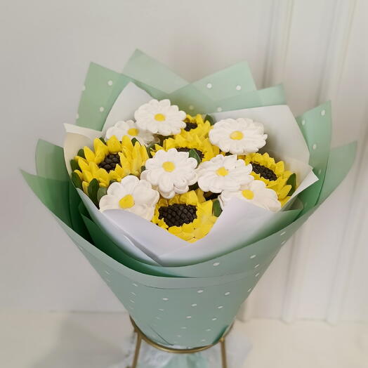 Букет из зефира подсолнухи и ромашки 🌼