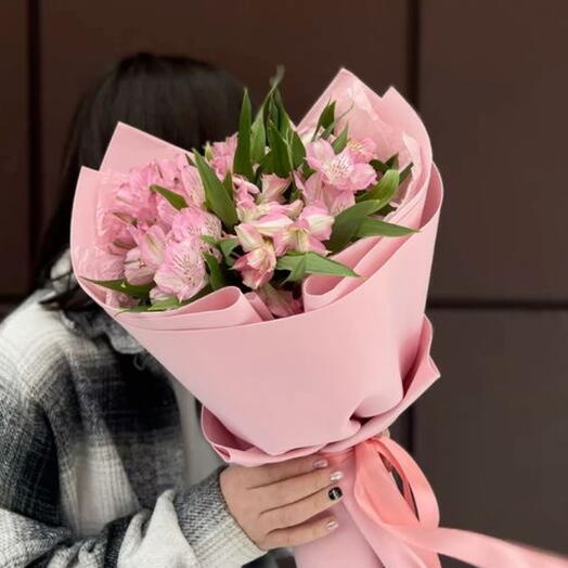 Монобукет, 7 розовых альстромерий 🎀