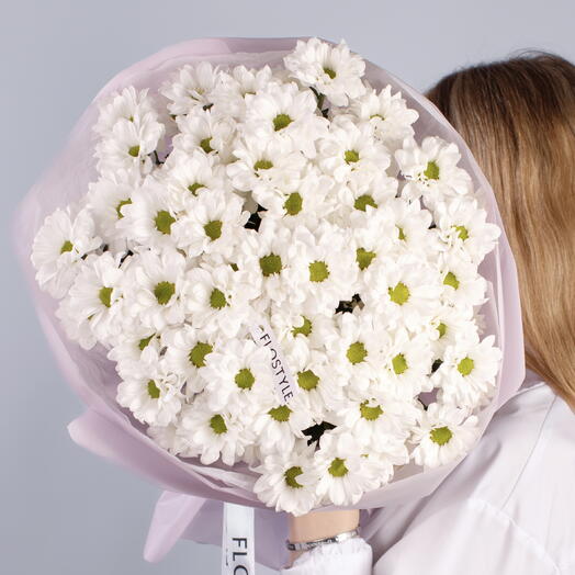 Букет из 9 белых хризантем ромашек Springtime