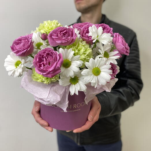 Дофаминовый букет в шляпной коробке😍 Bloom room: большой выбор букетов в профиле магазина