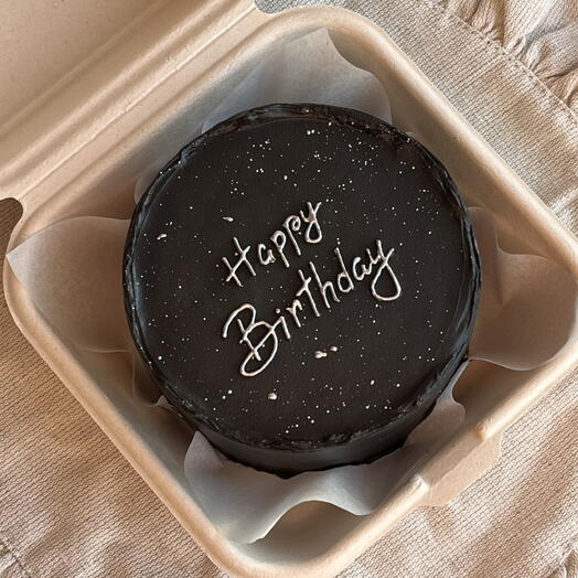 Бенто торт черный, мужчине на день рождения с надписью happy birthday