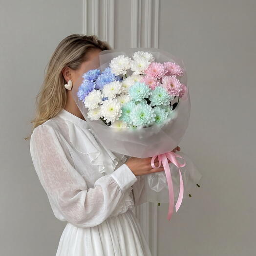 Дофаминовый букет с кустовой хризантемой (5 веток) от XOFLOWERS