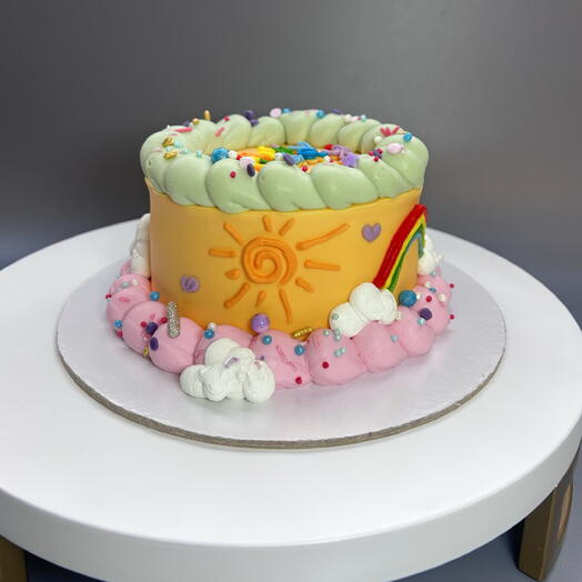 Дофаминовый бенто - торт с радугой и солнышком "Happy birthday" 400 гр
