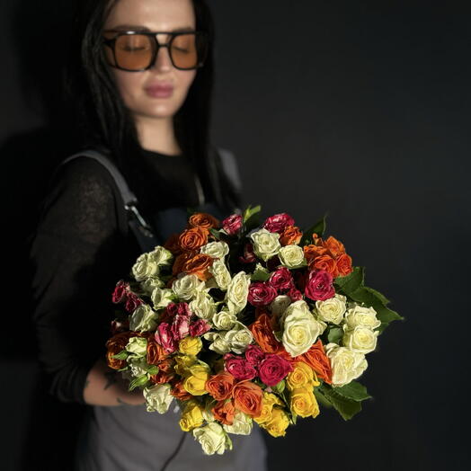 25 кустовых роз микс Premium