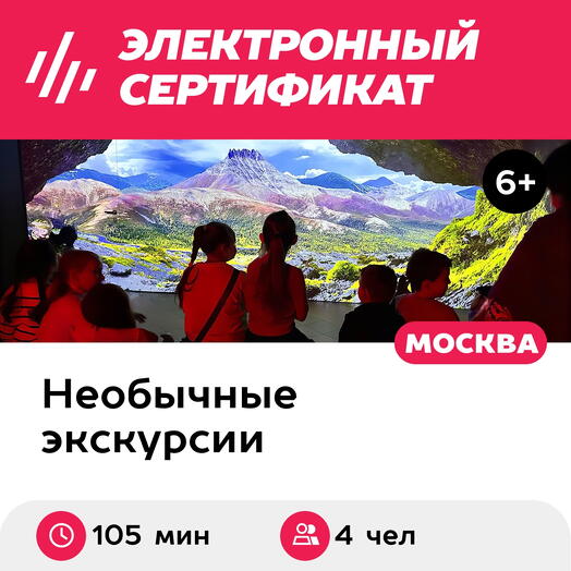 Подарочный сертификат Выставка Большая Страна и 1 мастер-класс, 2 взросл и 2 детей, выход,105 мин