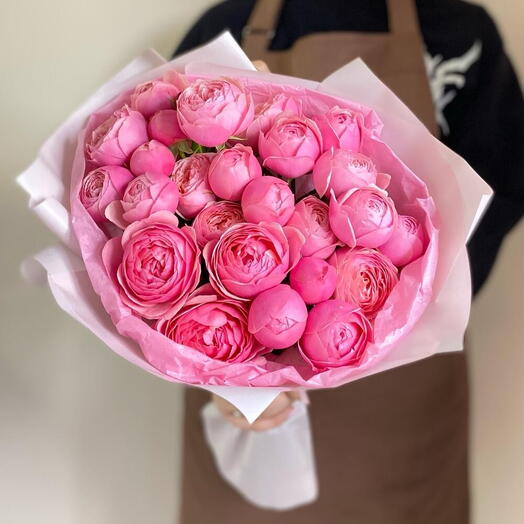 Розовая любовь💞🎀😘Букет кустовых пионовидных роз «Сильва пинк»🌸🎀💖