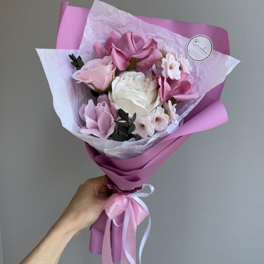 «Розовая вуаль» букет из мыльных цветов 🫧🌸