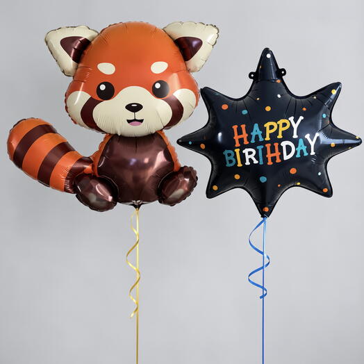 Набор фольгированных шаров «Красная панда Birthday» 🐼⭐