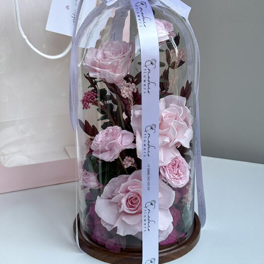 Стеклянный клош со стабилизированными цветами 🌸