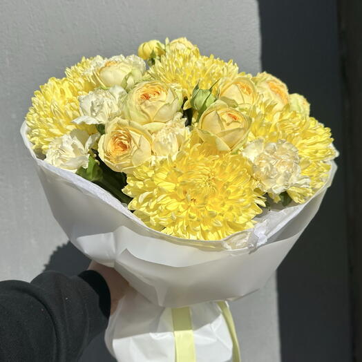 Букет Солнышко с пионовидной розой