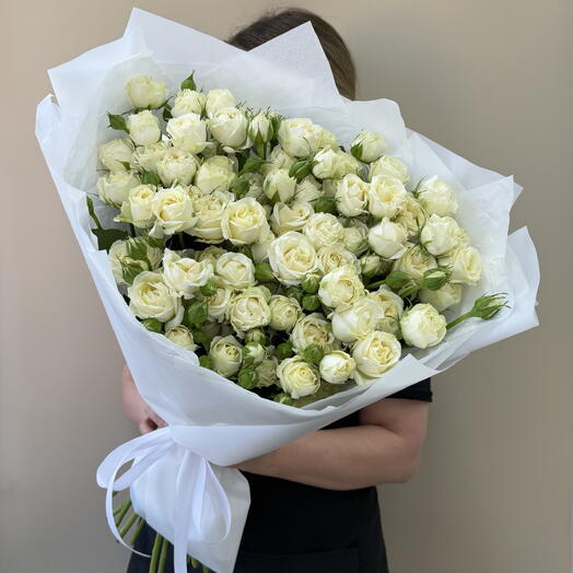 Белые кустовые розы, букет (17шт) 💐