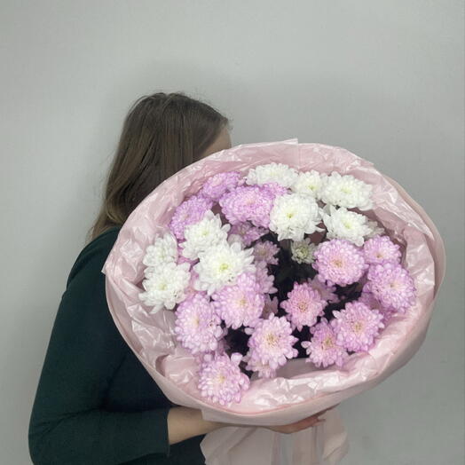 Букет из 5 хризантем розовый