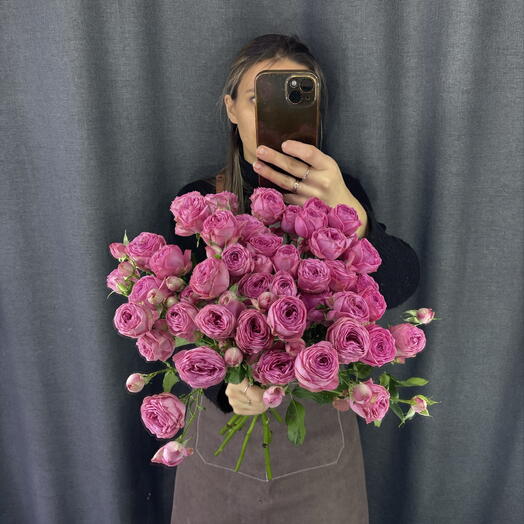 Монобукет кустовая Роза розовая 9 штук 🌸