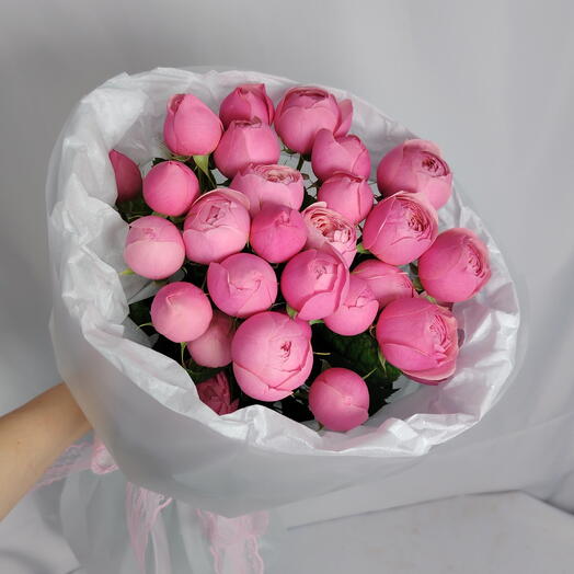 🩷 Красивый букет "PERVOЦВЕТ" из кустовых пионовидных роз Silva Pink