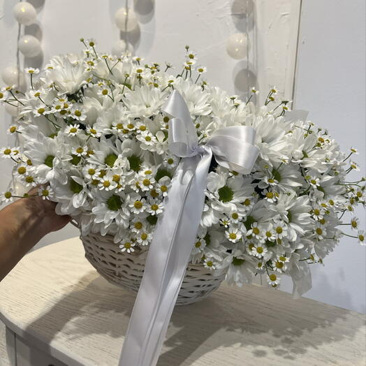 ❗️АКЦИЯ❗️Корзина с цветами: хризантема,полевые ромашки 🌿