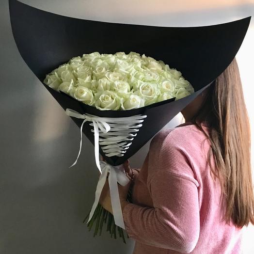 Bouquet of roses in designer packaging