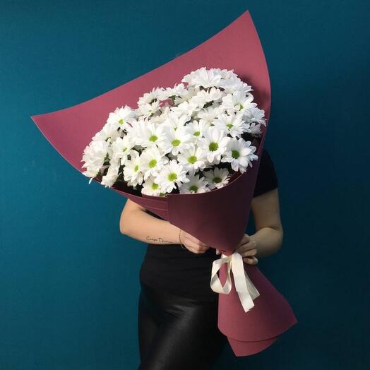 Bouquet of 9 white chrysanthemums in foamiran