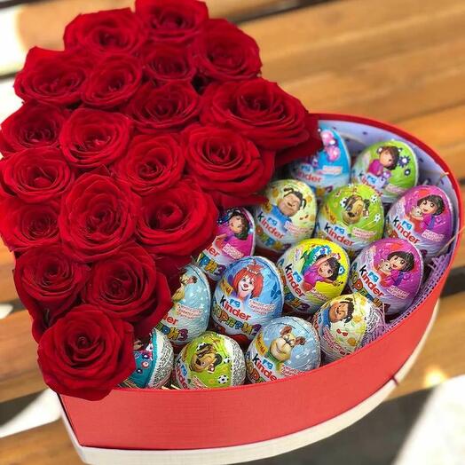 Red roses with kinders