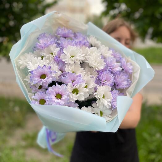 🫣 большой букет с ромашковой 💜🤍