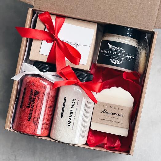 Juego de spa de regalo para mujer con sal y leche para baño I love you