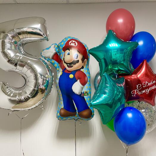 El conjunto de "Днюшка con Super mario" (12 de bolas en шаборе)