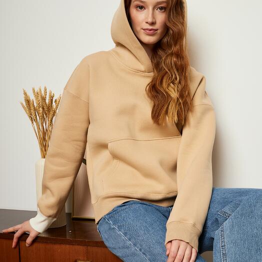Women's hoodie "Nice" beige