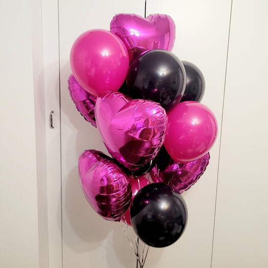Crimson joy. 5 hearts + 8 balls of black and crimson