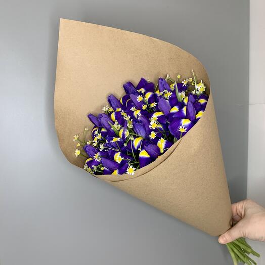 Ирисы и ромашки в крафте 💜