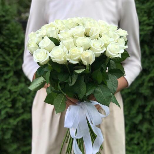 Bouquet of 51 white roses "Arctic"