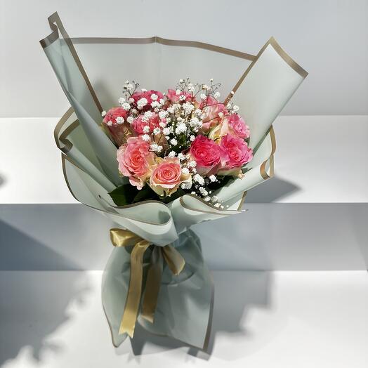 Pink Roses   Gypso Bouquet