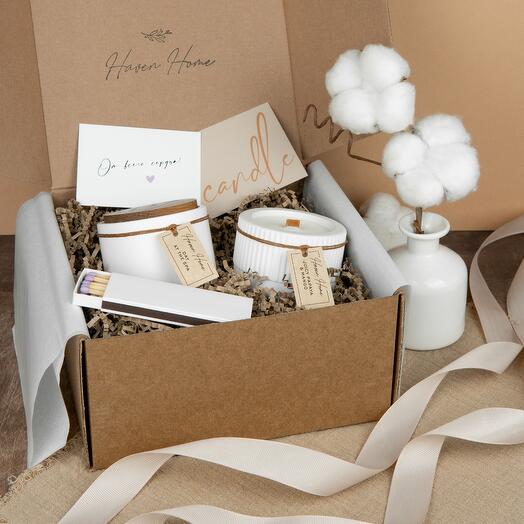 Подарочный набор свечей ручной работы в гипсовой керамике на День Рождения