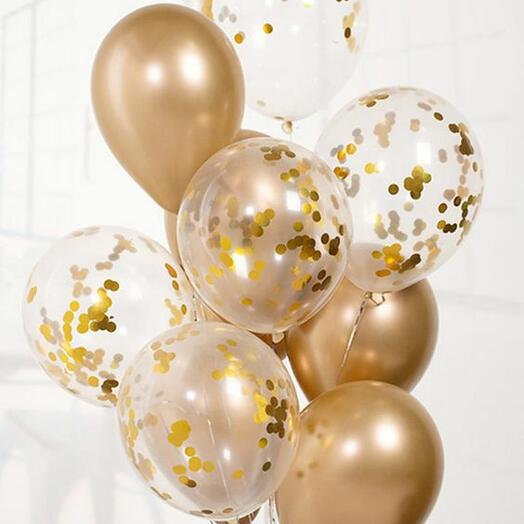 Gold Confetti Balloons Set