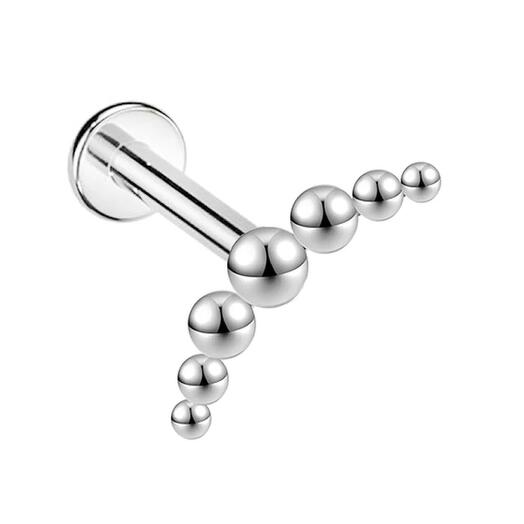 TIT-LR-020 Пирсинг лабрет из титана серебристый дуга из шариков